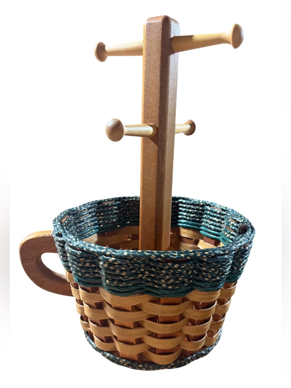 Woven Wicker Coffee Mug K-Cup Holder Lazy Susan Spinning Basket